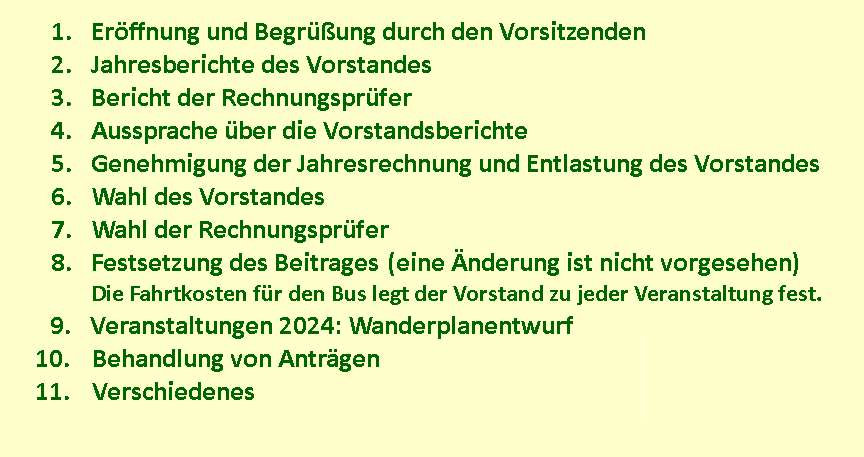 Tagesordnung MGV